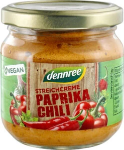 Dennree Streichcreme Paprika Chili, 180 Gr Glas