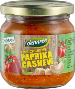 Dennree Streichcreme Paprika Cashew, 180 Gr Glas