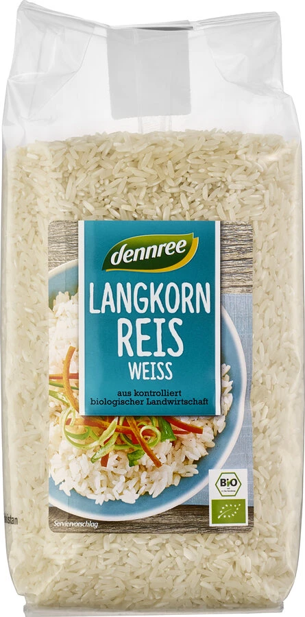 Dennree Langkornreis, Weiß, 1 Kg Packung 1 Dennree Langkornreis, Weiß, 1 Kg Packung