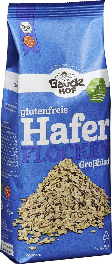 Bauckhof Haferflocken Großblatt, 475 Gr Packung -g 1 Bauckhof Haferflocken Großblatt, 475 Gr Packung -g