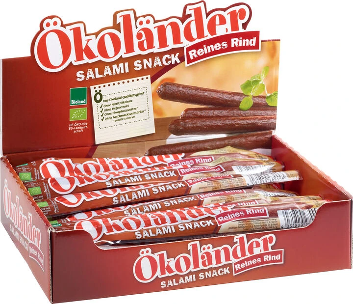 Ökoland Salami-Snack Rind, 25 Gr Stück 1 Ökoland Salami-Snack Rind, 25 Gr Stück