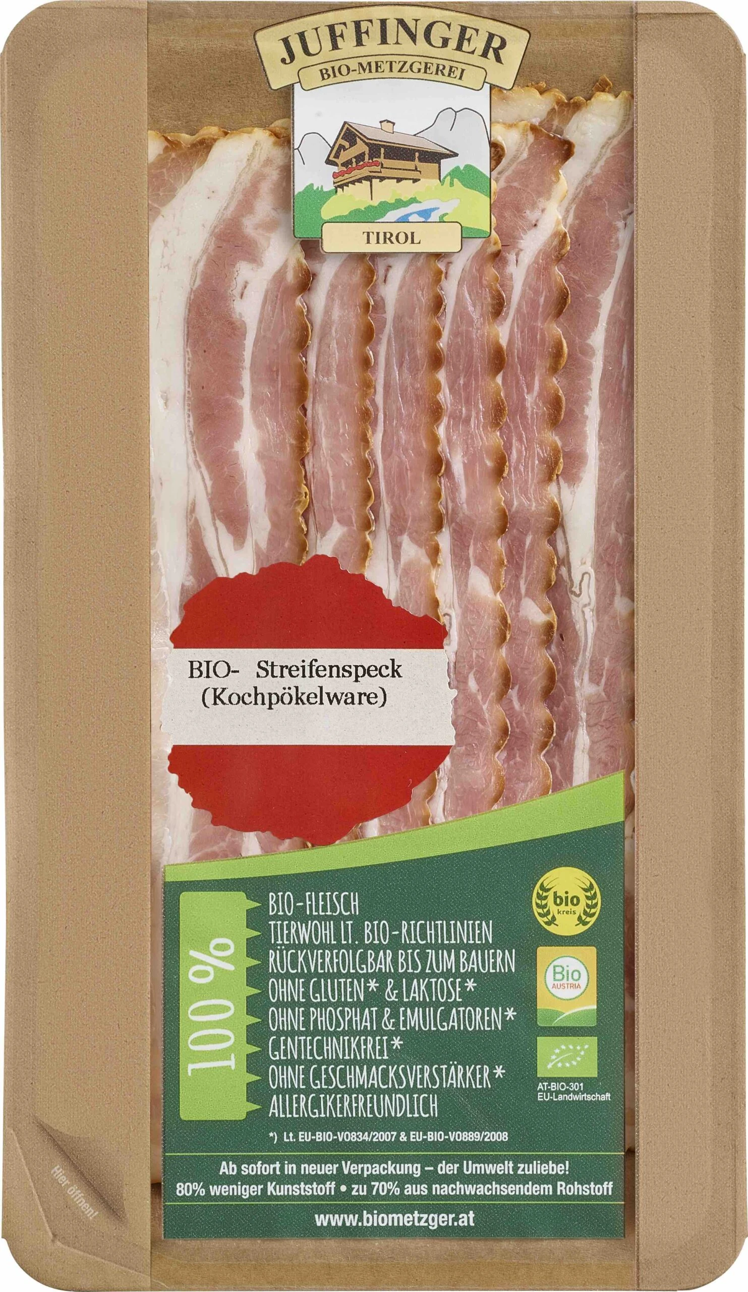 Juffinger Bio Gestreifter Speck, 100 Gr 1 Juffinger Bio Gestreifter Speck, 100 Gr