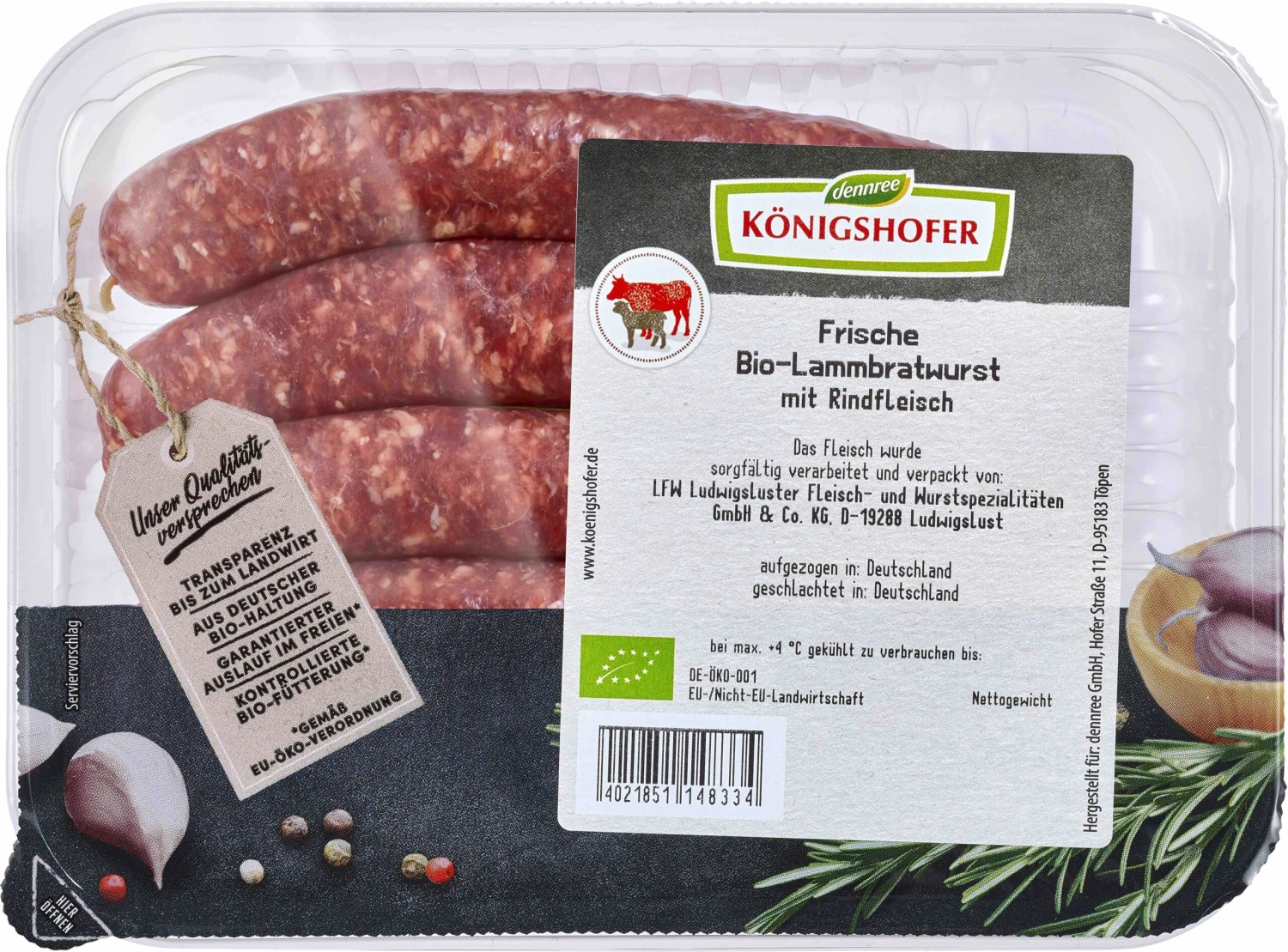 Königshofer Lammbratwurst, 250 Gr Schale 2 Königshofer Lammbratwurst, 250 Gr Schale – Bild 2