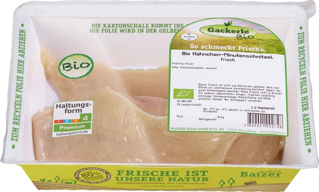 Gackerle Bio Hähnchen-Minutenschnitzel, Ca. 300 Gr Schale 1 Gackerle Bio Hähnchen-Minutenschnitzel, Ca. 300 Gr Schale