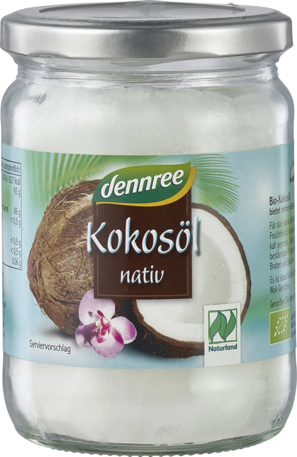Dennree Kokosöl Nativ, 450 Ml Glas 1 Dennree Kokosöl Nativ, 450 Ml Glas