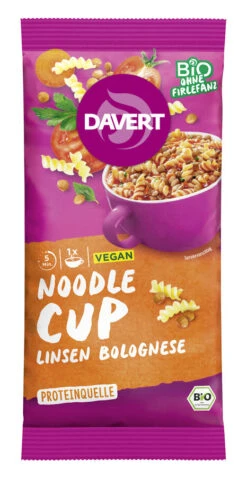 Davert Noodle-Cup Linsen Bolognese, 65 G Packung