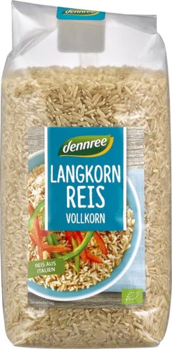 Dennree Langkornreis Vollkorn, Italien, 1 Kg Packu