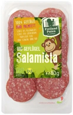 Freilanf Puten Bio Puten Salami Salamista, Geschnitten 80g
