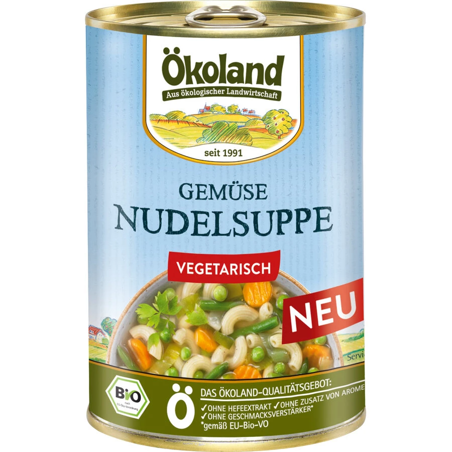 Ökoland Gemüse-Nudelsuppe, 400 G Dose 1 Ökoland Gemüse-Nudelsuppe, 400 G Dose