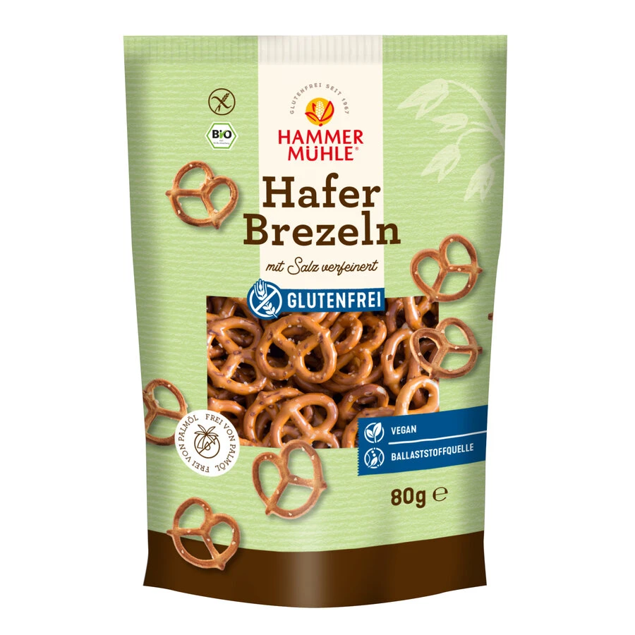 Hammermühle Hafer Brezeln, 80 G Packung- Glutenfre 1 Hammermühle Hafer Brezeln, 80 G Packung- Glutenfre