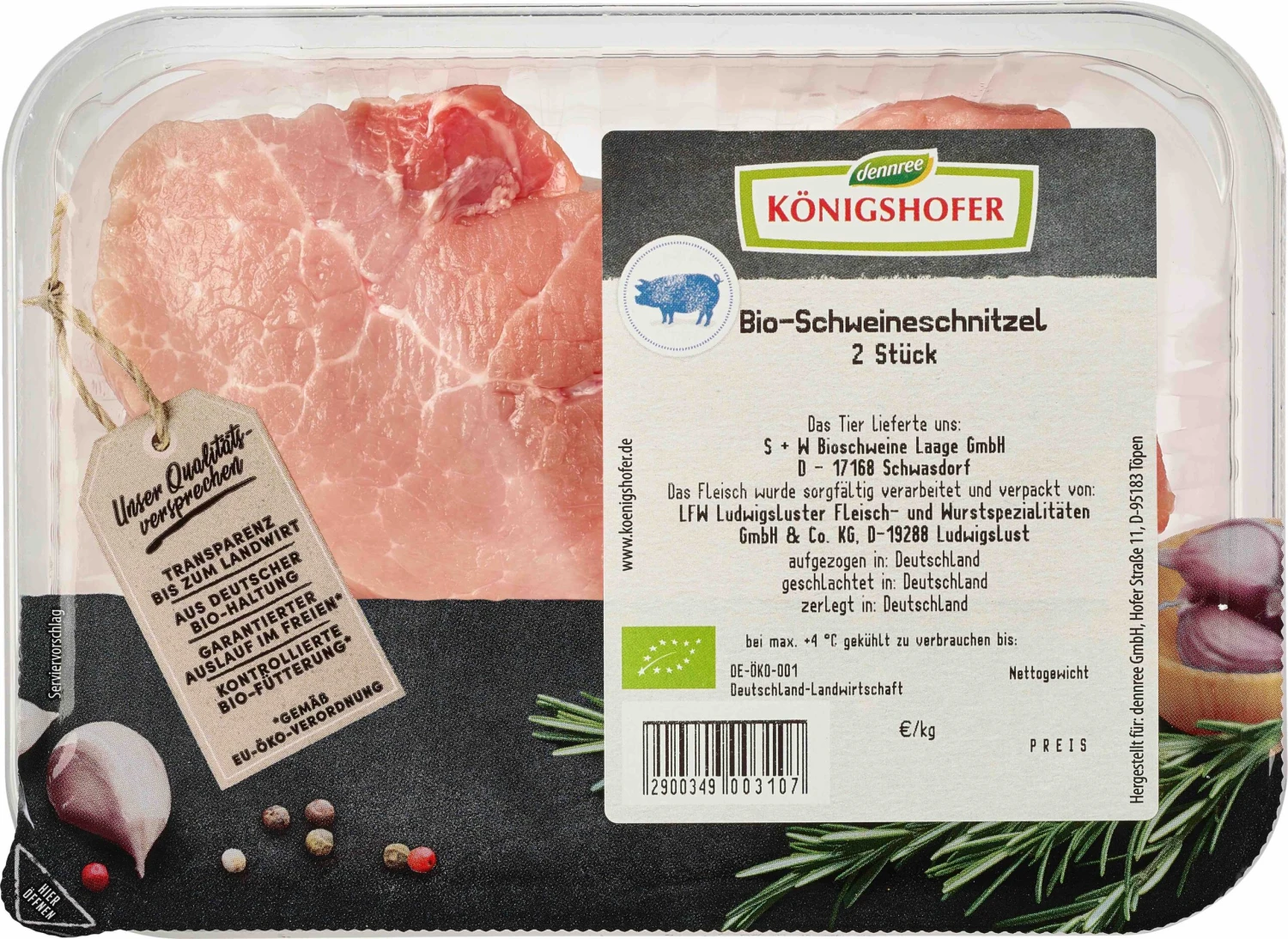 Königshofer Bio Schweineschnitzel, Ca. 300 Gr Packung 2 Königshofer Bio Schweineschnitzel, Ca. 300 Gr Packung – Bild 2