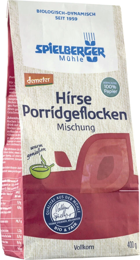 Spielberger Hirse Porridgeflocken Misschung, 400 G 1 Spielberger Hirse Porridgeflocken Misschung, 400 G