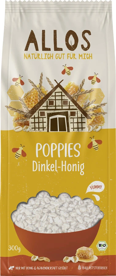 Allos Dinkel-Honig-Poppies, 300 Gr Packung 1 Allos Dinkel-Honig-Poppies, 300 Gr Packung