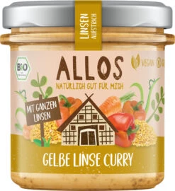 Allos Linsen-Aufstrich Gelbe Linse Curry, 140 Gr G