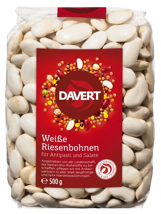 Davert Weiße Riesenbohnen, 500 G Packung 1 Davert Weiße Riesenbohnen, 500 G Packung