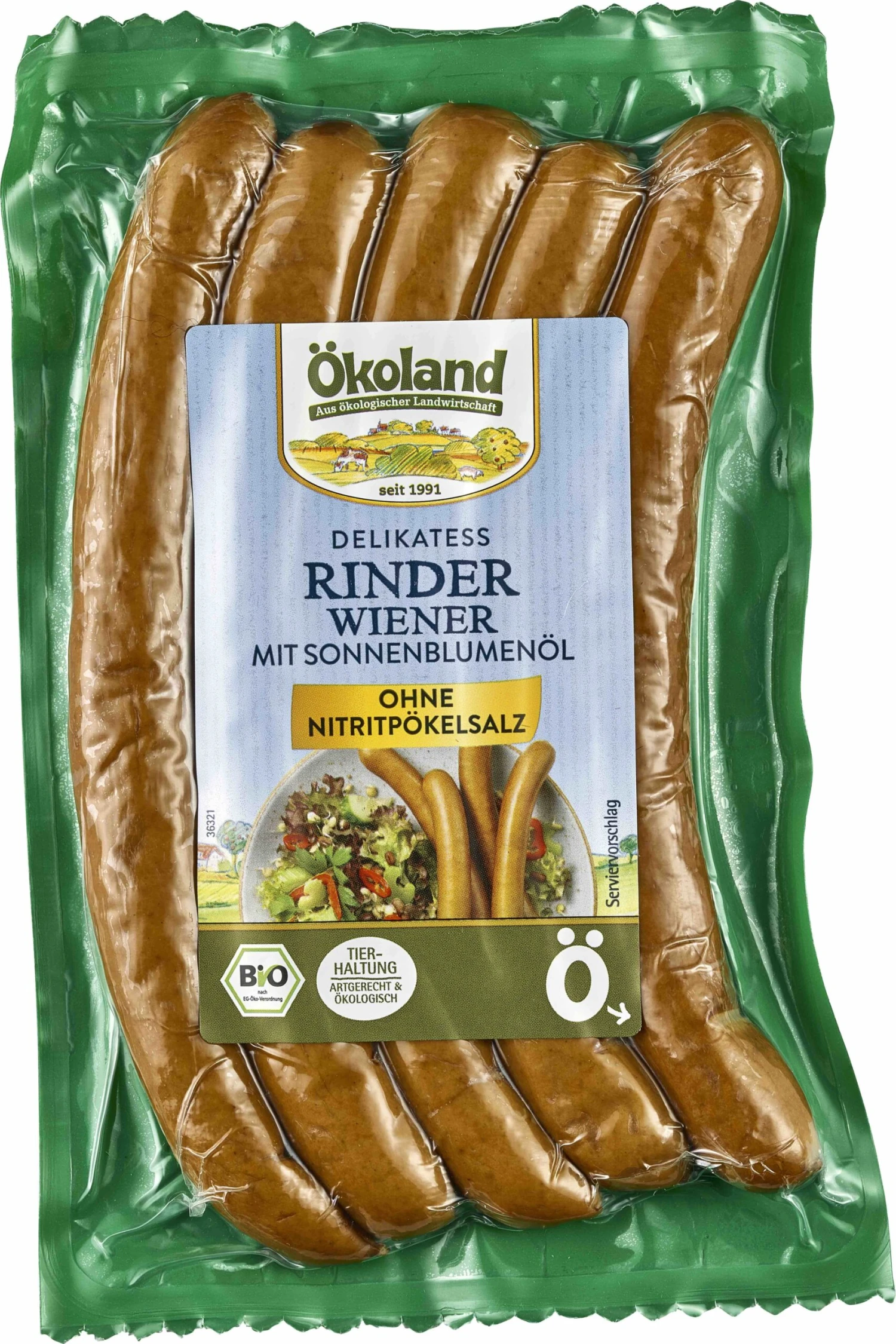 Ökoland Bio Delikatess Rinder-Wiener, 200 Gr Packung 1 Ökoland Bio Delikatess Rinder-Wiener, 200 Gr Packung