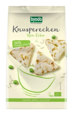 Byodo Knusperecken Reis-Erbse, 90 Gr Packung -glut