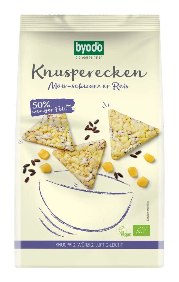 Byodo Knusperecken Mais-schwarzer Reis, 90 Gr Pack 1 Byodo Knusperecken Mais-schwarzer Reis, 90 Gr Pack