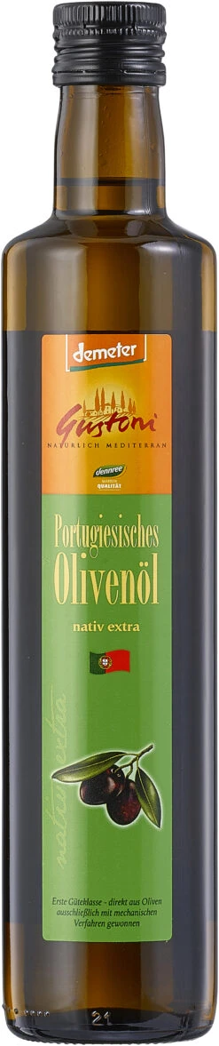 Gustoni Portugiesisches Olivenöl, Nativ Extra, Demeter, 0,5 Ltr Flasche