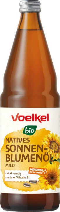 Voelkel Natives Sonnenblumenöl Mild, 0,75 L Flasche