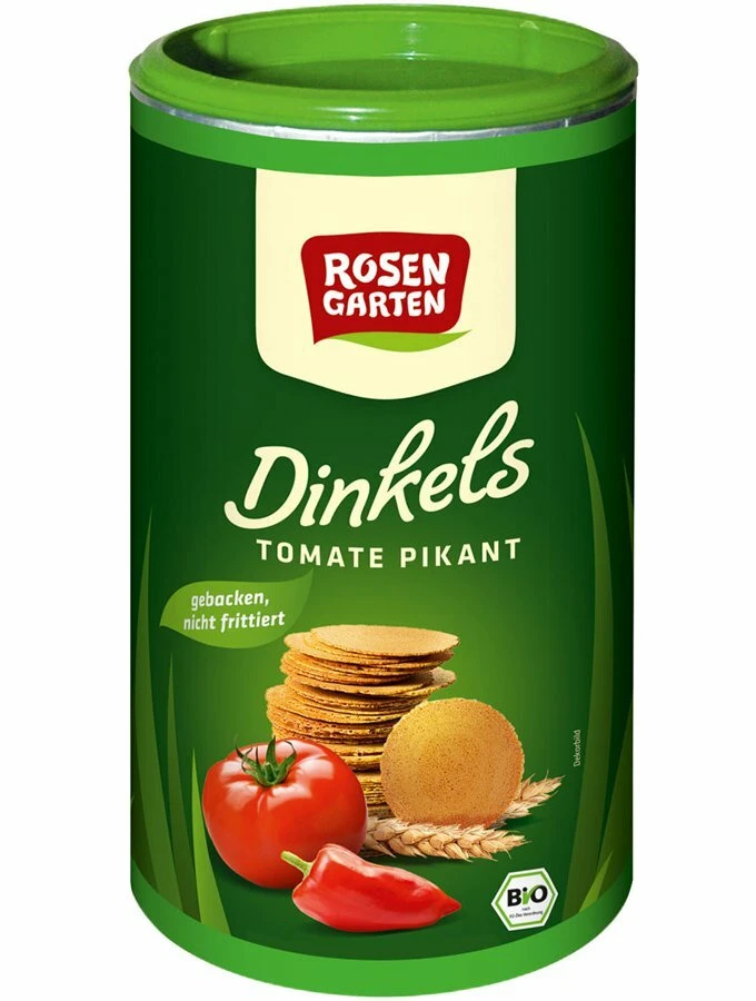 Rosengarten Dinkels Tomate - Cräcker, 100 G Dose 1 Rosengarten Dinkels Tomate - Cräcker, 100 G Dose