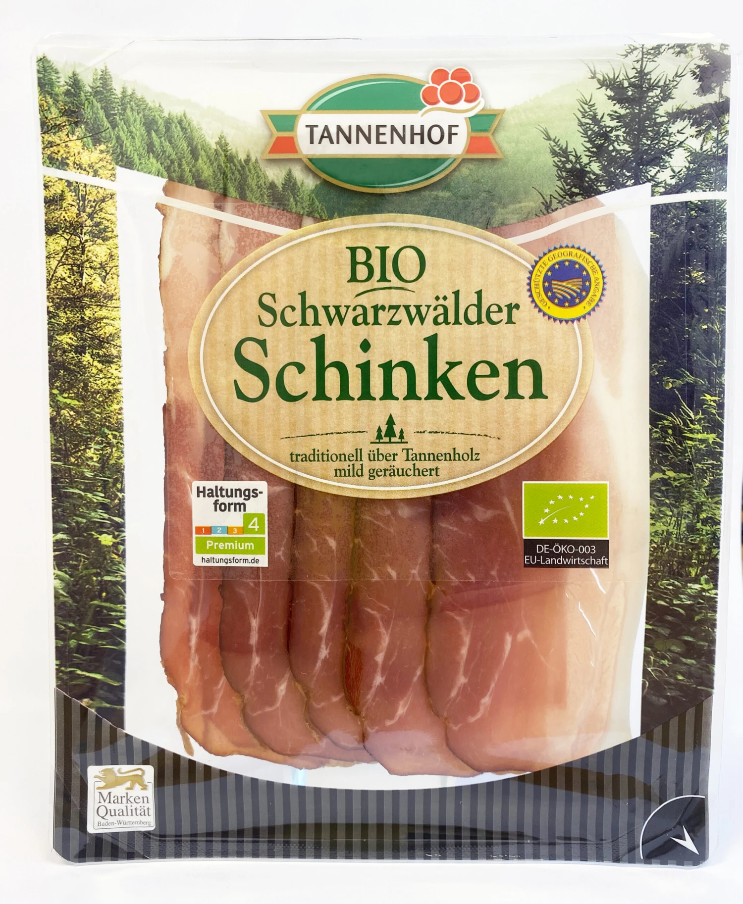 Tannenhof Bio Schwarzwälder Schinken, Geschnitten, 100 Gr 1 Tannenhof Bio Schwarzwälder Schinken, Geschnitten, 100 Gr